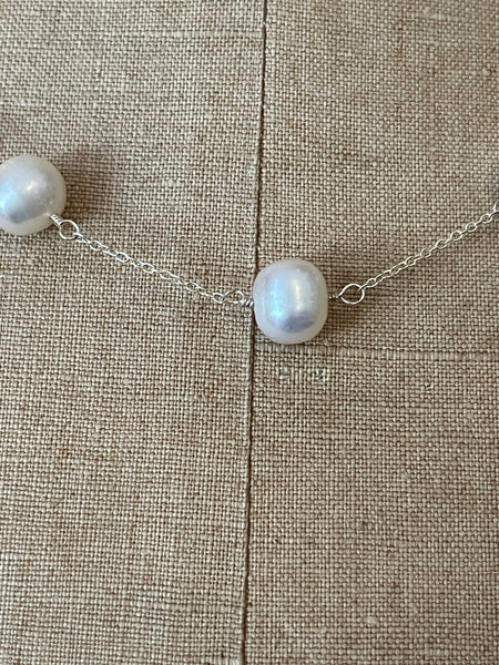 Sterling Silver Fresh Water Cultured Pearls Necklace
