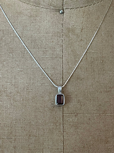 Sterling Silver Garnet Pendant Necklace