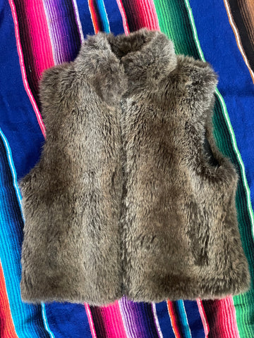 Vintage Reversible Faux Fur Vest with Pockets