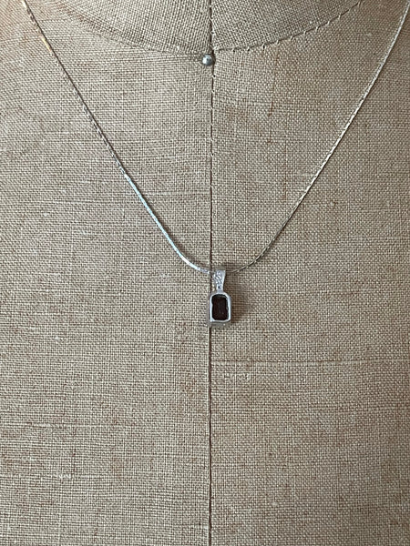 Sterling Silver Garnet Pendant Necklace